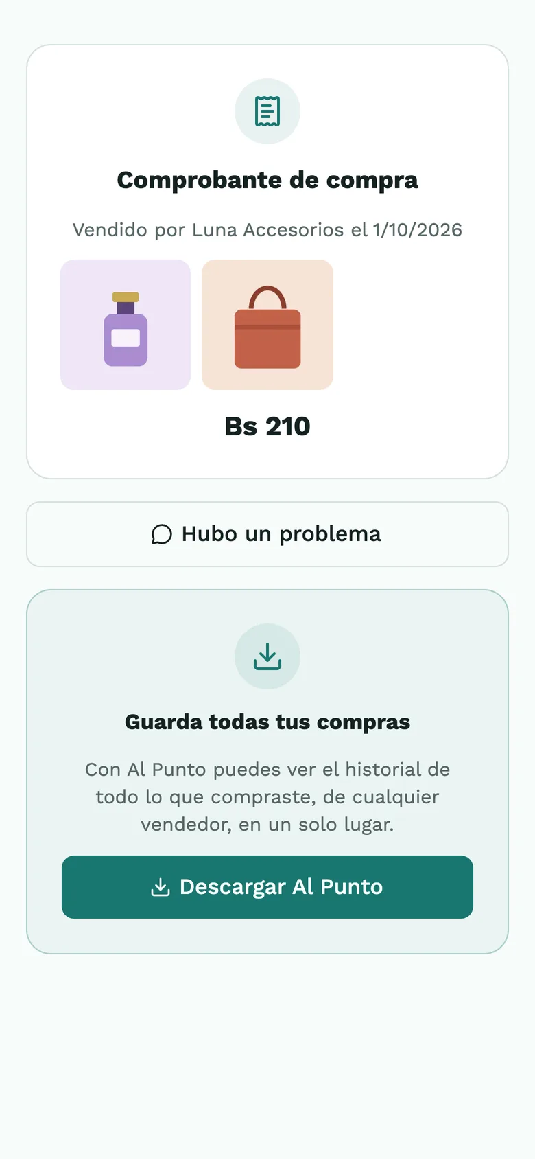 Comprobante de compra que recibe el comprador